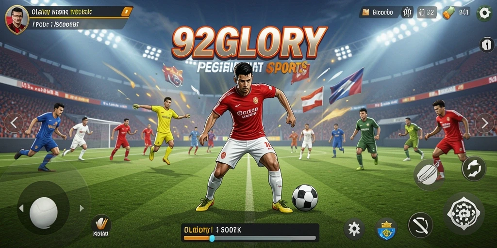 Tangkapan layar gameplay 92GLORY menampilkan aksi olahraga yang mendebarkan.