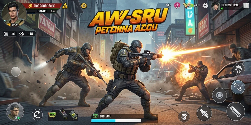 Tampilan gameplay seru dengan aksi mendebarkan di AW8.