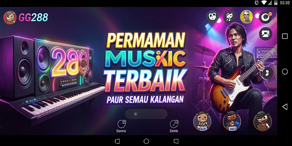 Tampilan gameplay GG288 yang menarik dengan banyak fitur musik.