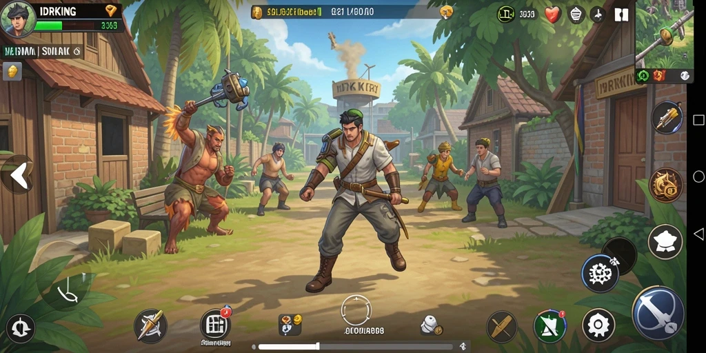 Tampilan gameplay <strong>IDRKING</strong> dengan karakter dan lingkungan virtual yang menarik.