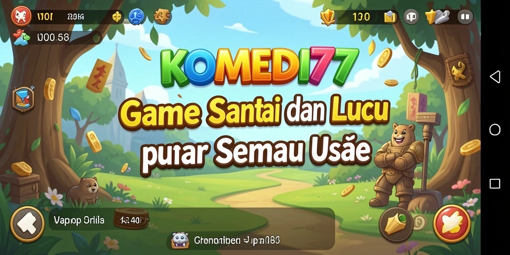 Tampilan gameplay KOMEDI77 yang ceria dan menghibur.