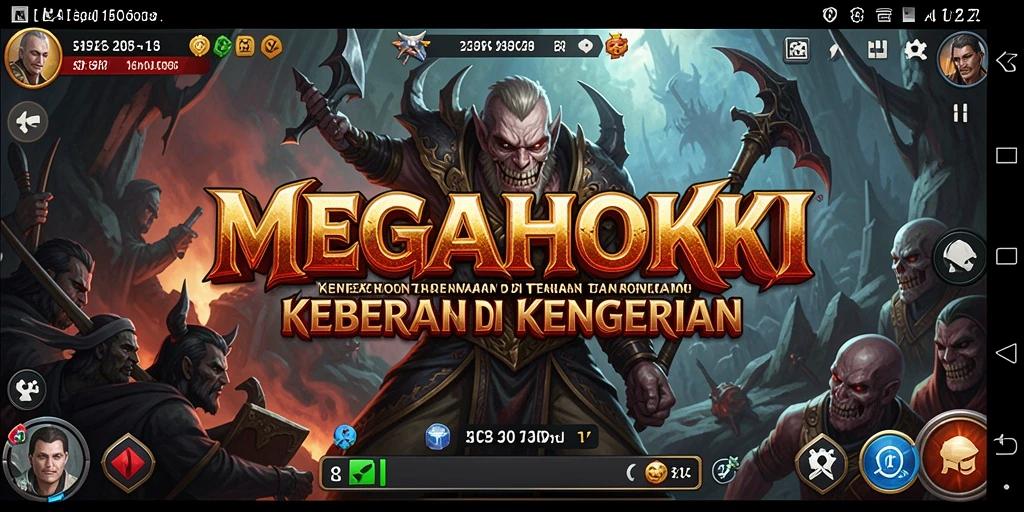Screenshot gameplay MEGAHOKI yang menampilkan suasana horor yang mencekam.