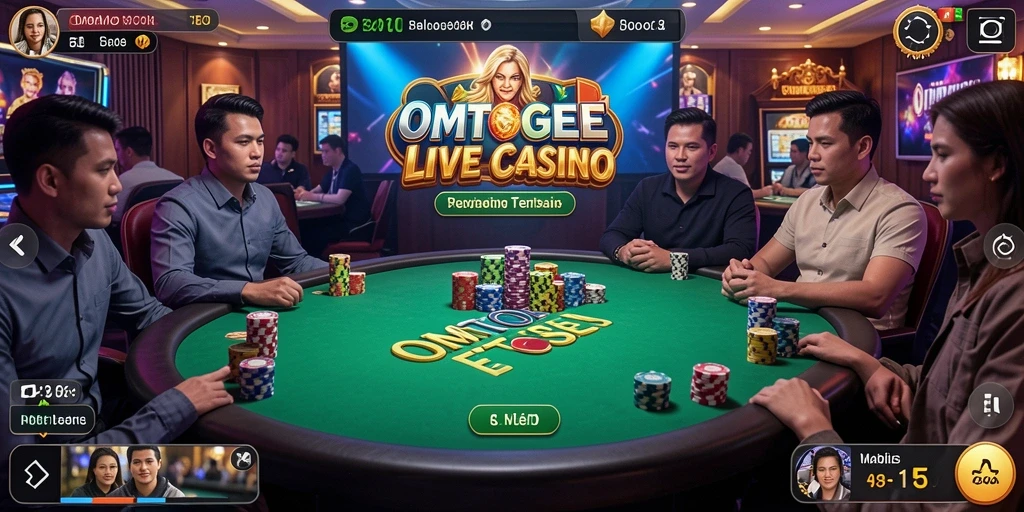 Screenshot gameplay OMTOGEL yang menampilkan dealer langsung di meja blackjack.