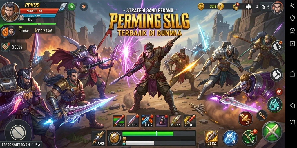 Tangkapan layar utama PPV99 menampilkan aksi pertempuran seru di dalam permainan SLG.