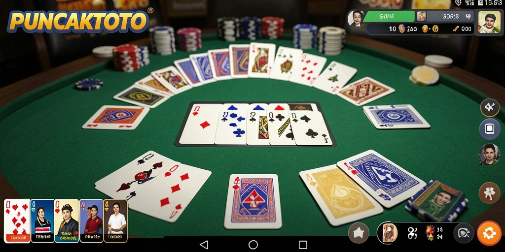 Screenshot gameplay PUNCAKTOTO menampilkan momen seru dalam permainan Gaple.