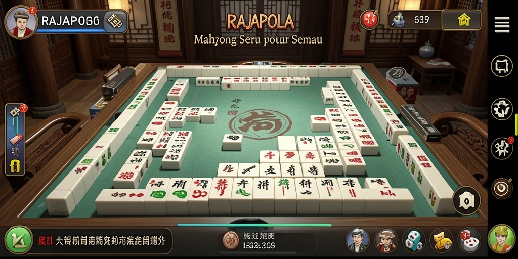 Screenshot utama RAJAPOLA menampilkan gameplay Mahjong yang mengasyikkan.