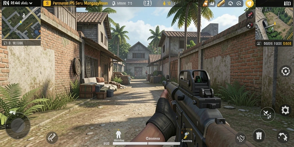 Tangkapan layar dari gameplay RR44 memperlihatkan aksi seru dalam pertempuran FPS.