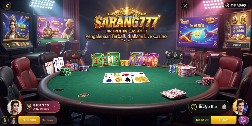 Screenshot SARANG777 menunjukkan dealer profesional dan gameplay seru dalam Live Casino.