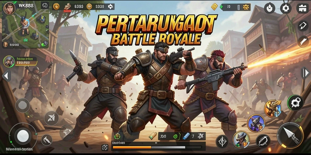 Screenshot gameplay WK888 yang menampilkan pertarungan seru di Battle Royale.